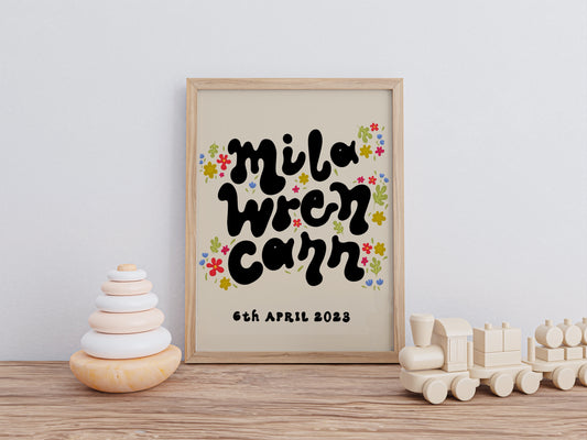 PERSONALISED NAME & BIRTH DATE PRINT